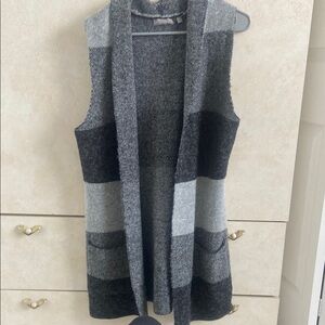 Chic Black and Gray Striped Women's Cardigan